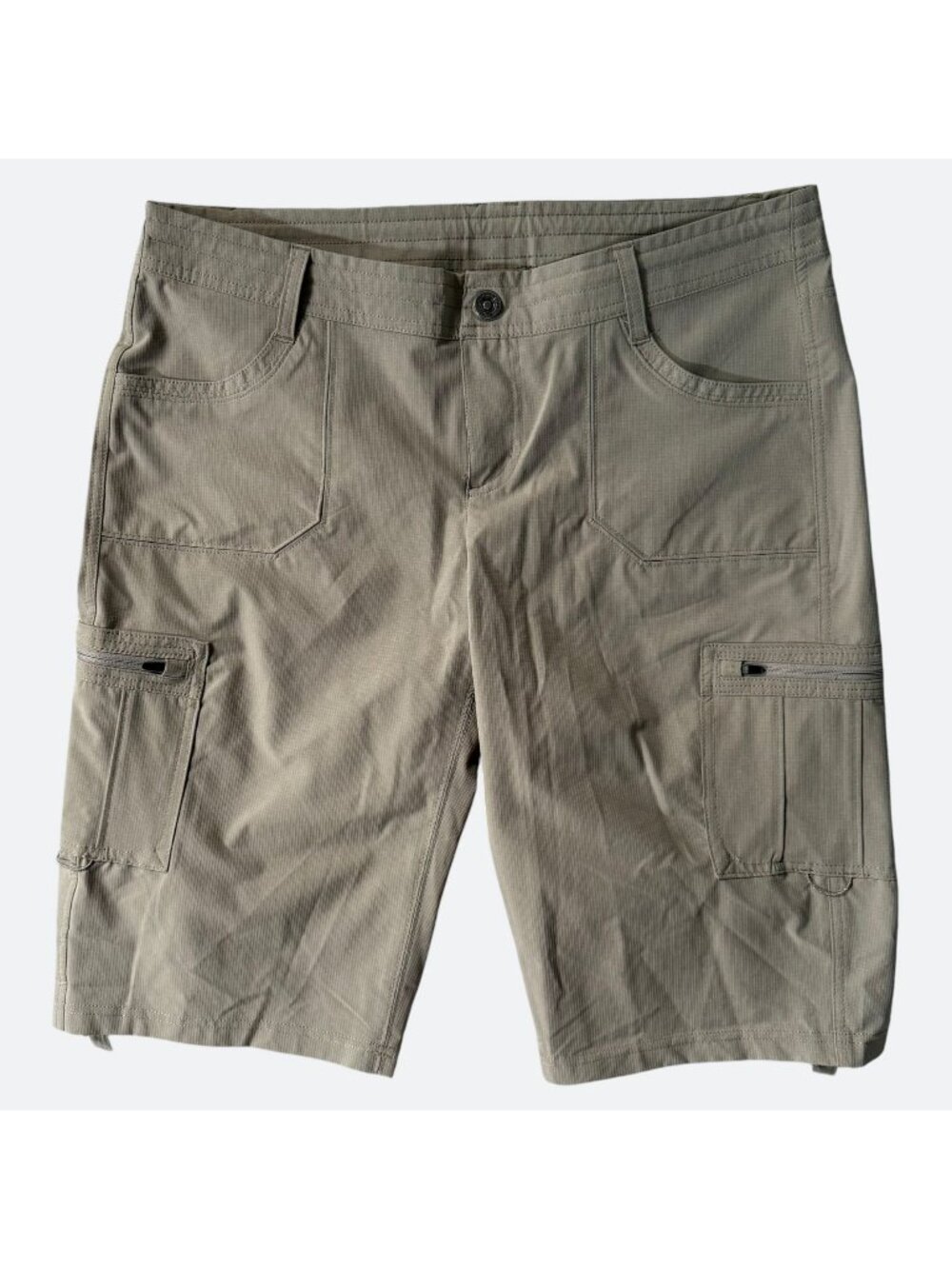 Kühl Horizn Roll-Tab Bermuda Cargo Short Tan Women's 12 Hiking Outdoors Gorpcore